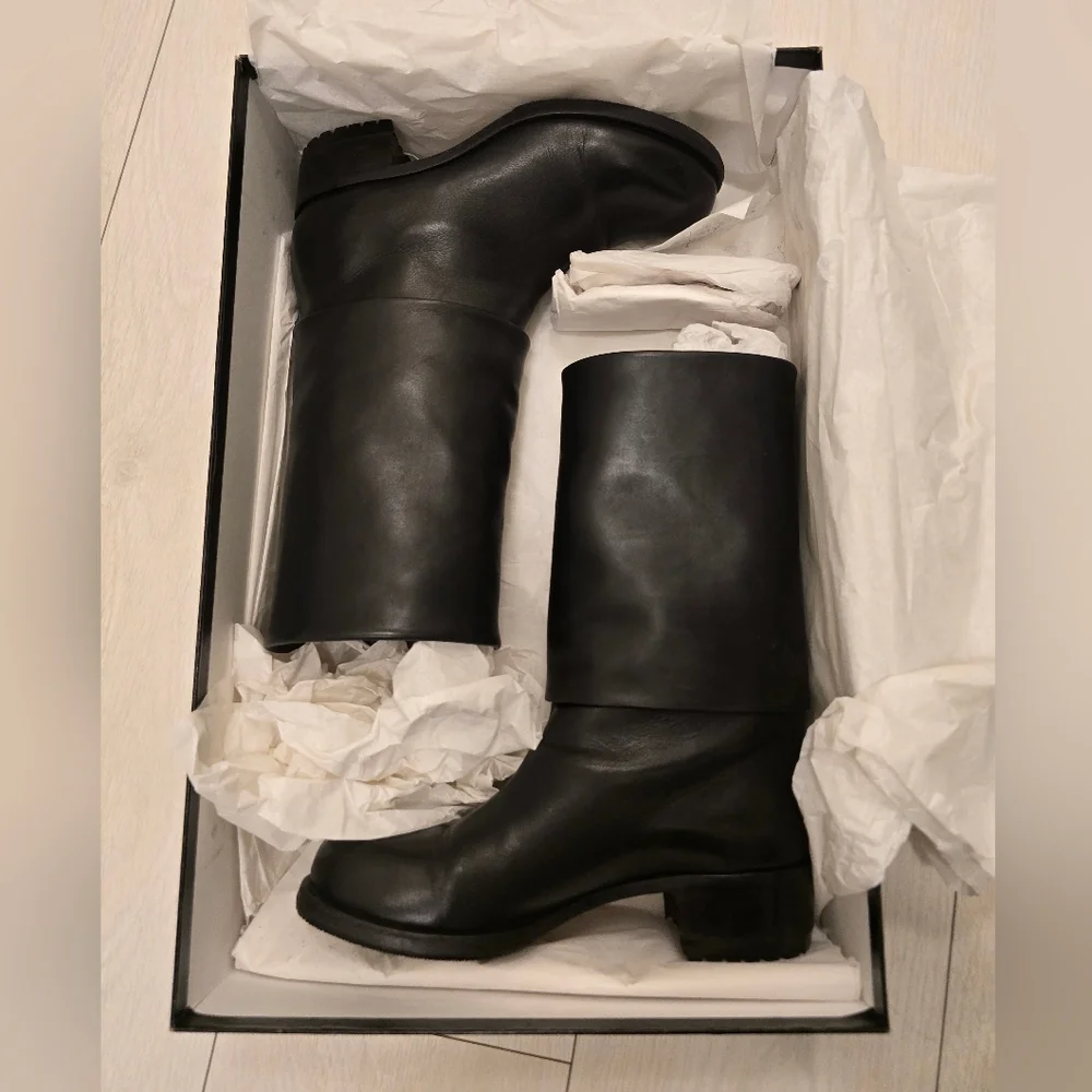 Black Leather Women's Boots - Picture 4 of 9